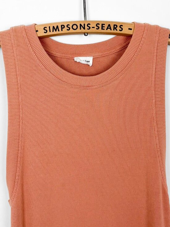 Aritzia Wilfred Free Ribbed Mini Dress Coral Peach Modal Sleeveless Size XS - Picture 2 of 5